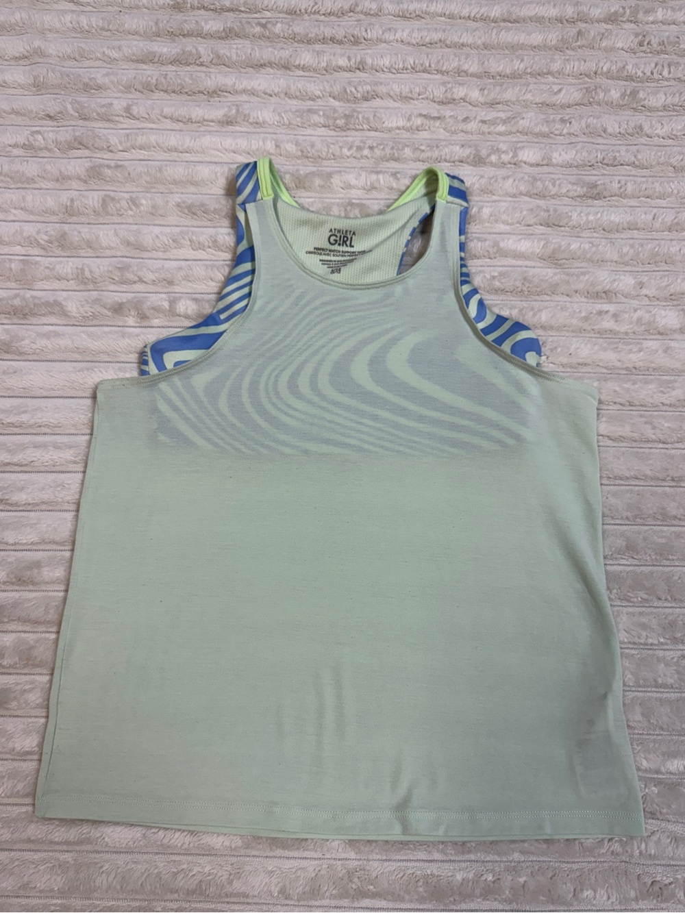 Athleta Girl: Girl's Athletic Layered Tank - Mint Green & Blue, Size L (12)